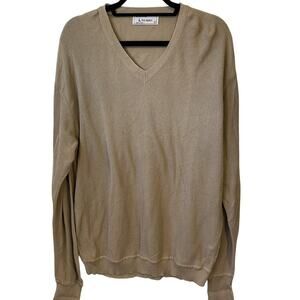 Peru Unlimited Sweater Mens XL Knit 100% Pima Cotton Beige Quiet Luxury Preppy